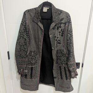 Parsley & Sage Patterned Statement Jacket Gray Black Size M